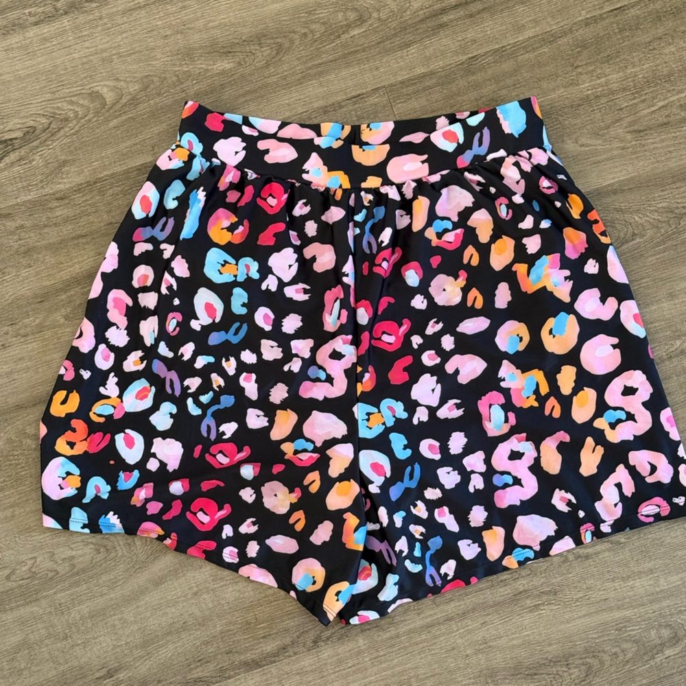 BloomChic Leopard Print Pocket Swim Shorts Size 14-16